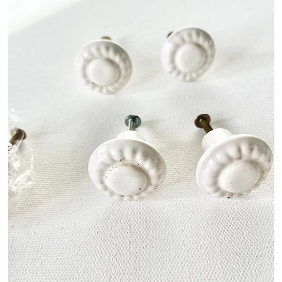 Nantucket 5 Porcelain  White Drawer Cabinet  Knob Pulls - Picture 8 of 8